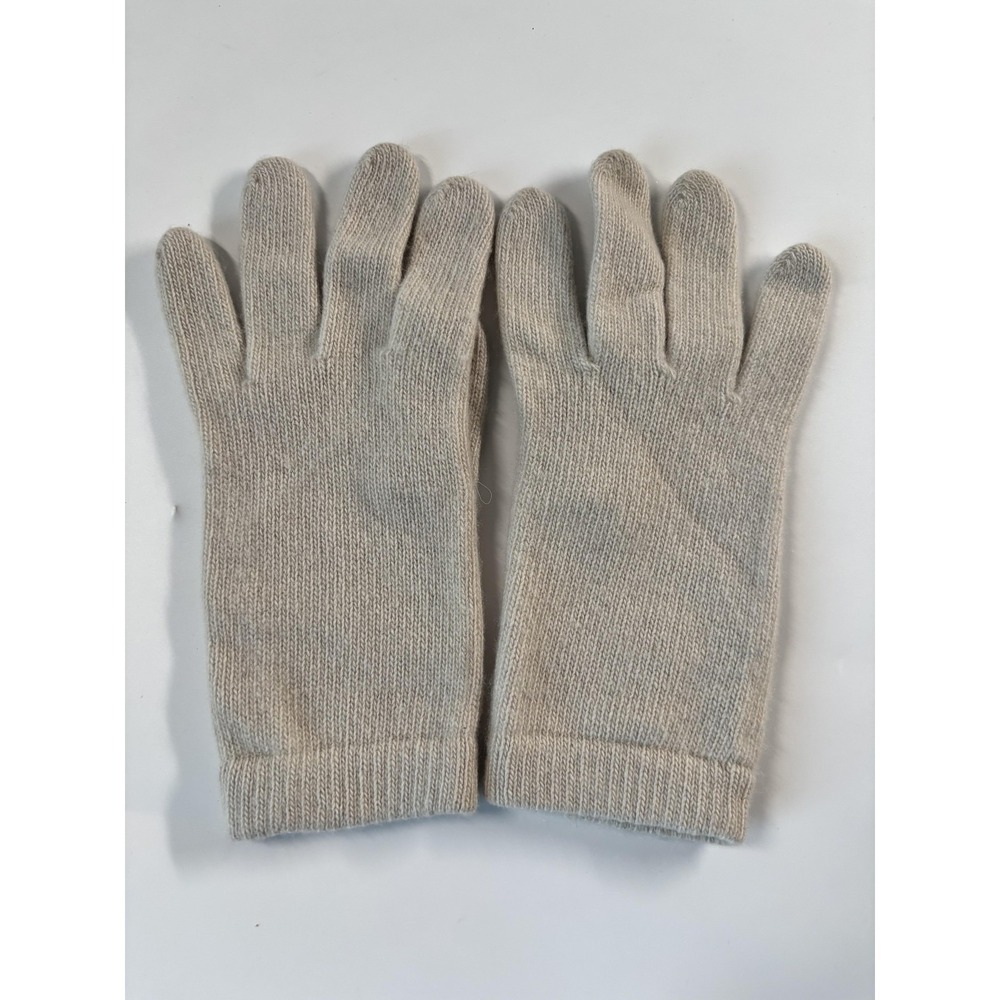 Portolano Gloves Womens One Size Beige 100% Cashmere Knit Soft Warm Winter